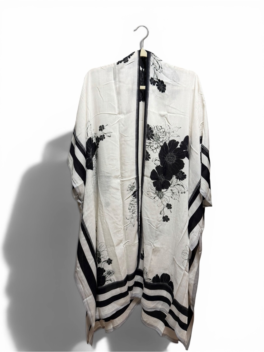 NWT | Mono B | Black & White Floral Kimono Open Front